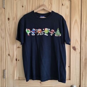 Vintage M&Ms Christmas T Shirt Santa Hats Tree Y2K